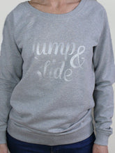 Load image into Gallery viewer, &quot;Jump &amp; Slide!&quot; Woman’s Sweater, Boat Neck, Light Heather Grey

