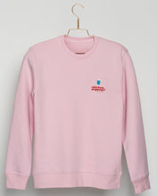 Load image into Gallery viewer, SPECIAL EDITION! Full colour logo on the front! &quot;Mind Your Step&quot; on the back! Unisex Sweater, Crew Neck, Cotton Pink.
